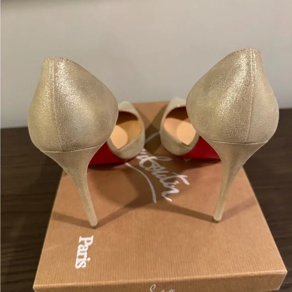 Christian Louboutin Iriza Metallic Gold d’Orsay Pumps - Picture 3 of 6